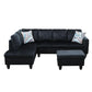 97" Wide Midnight Blue Microfiber L-Shaped Living Room Sectional Sofa Set — image 3