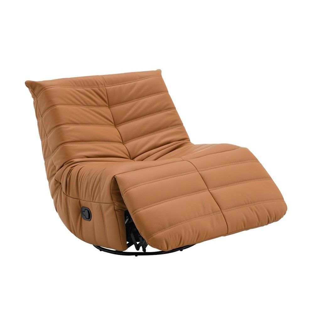 Talmon - Recliner With Swivel - Orange Synthetic Leather