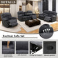 Ainehome Cinema 3-Piece Textured Dark Grey Corduroy Reclining Sofa Set