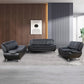 Ainehome Black Faux Leather 3-Piece Living Room Sofa Set with Elegant Design