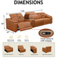 Ainehome Light Brown Leather 5-Seater Modular Power Reclining Sectional Sofa Set with Smart Storage & USB