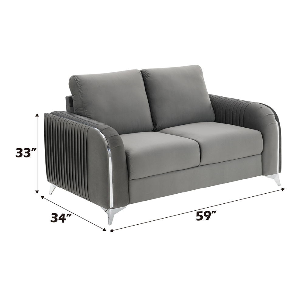 Wenona - Loveseat - Gray Velvet