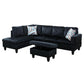 97" Wide Midnight Blue Microfiber L-Shaped Living Room Sectional Sofa Set — image 2