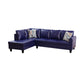 97" Wide Blue Faux Leather L-Shaped Living Room Sectional Sofa Set