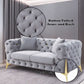 Jelanea - Loveseat With 2 Pillows - Gray Velvet & Gold