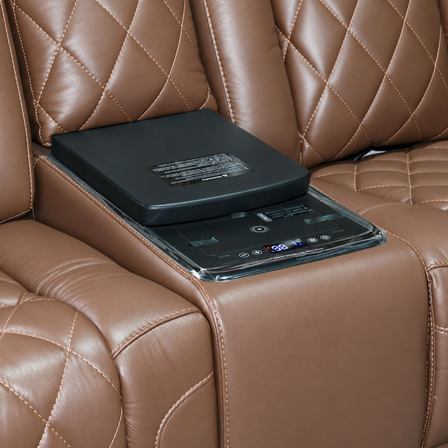 Dorian - Reclining Leather Loveseat With Power Headrest, Footrest And Cooler - Brown