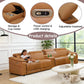 Ainehome Light Brown Leather 5-Seater Modular Power Reclining Sectional Sofa Set with Smart Storage & USB