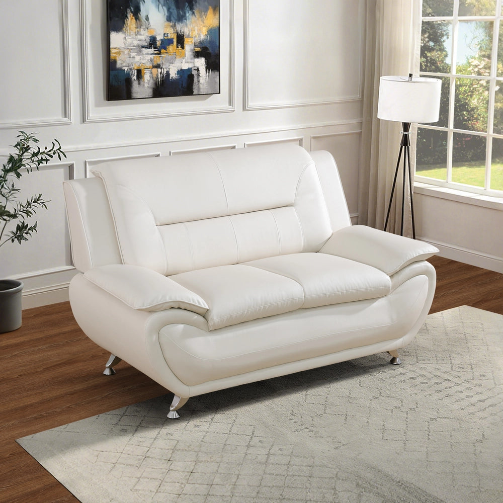 Solid Color Faux Leather 3-Piece Living Room Sofa Set with Elegant Design