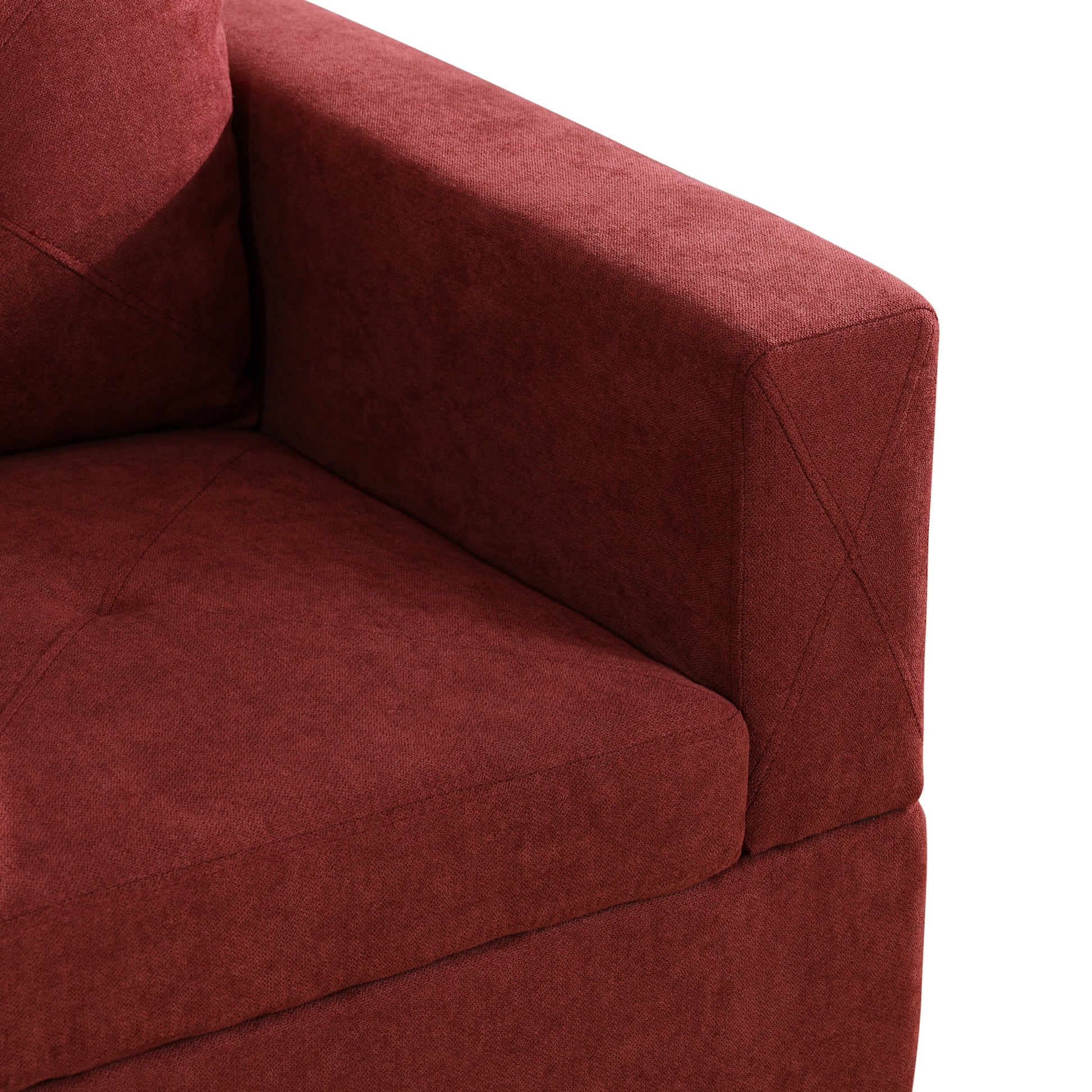 97" Wide Red Flannelette L-Shaped Living Room Sectional Sofa Set — image 13