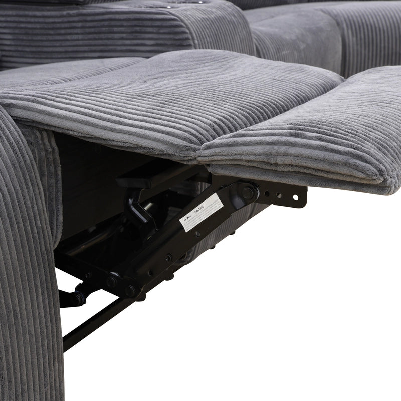 Ainehome Grandview 5-Seat Reclining Sectional Sofa in Dark Grey Corduroy