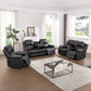 Ainehome Cinema 3-Piece Black Faux Leather Manual Reclining Sofa Set