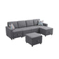 Ainehome Dark Grey Fabric Extendable Sofa Bed 6-Piece Sectional with Storage