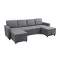Ainehome Dark Grey Fabric Extendable Sofa Bed 6-Piece Sectional with Storage