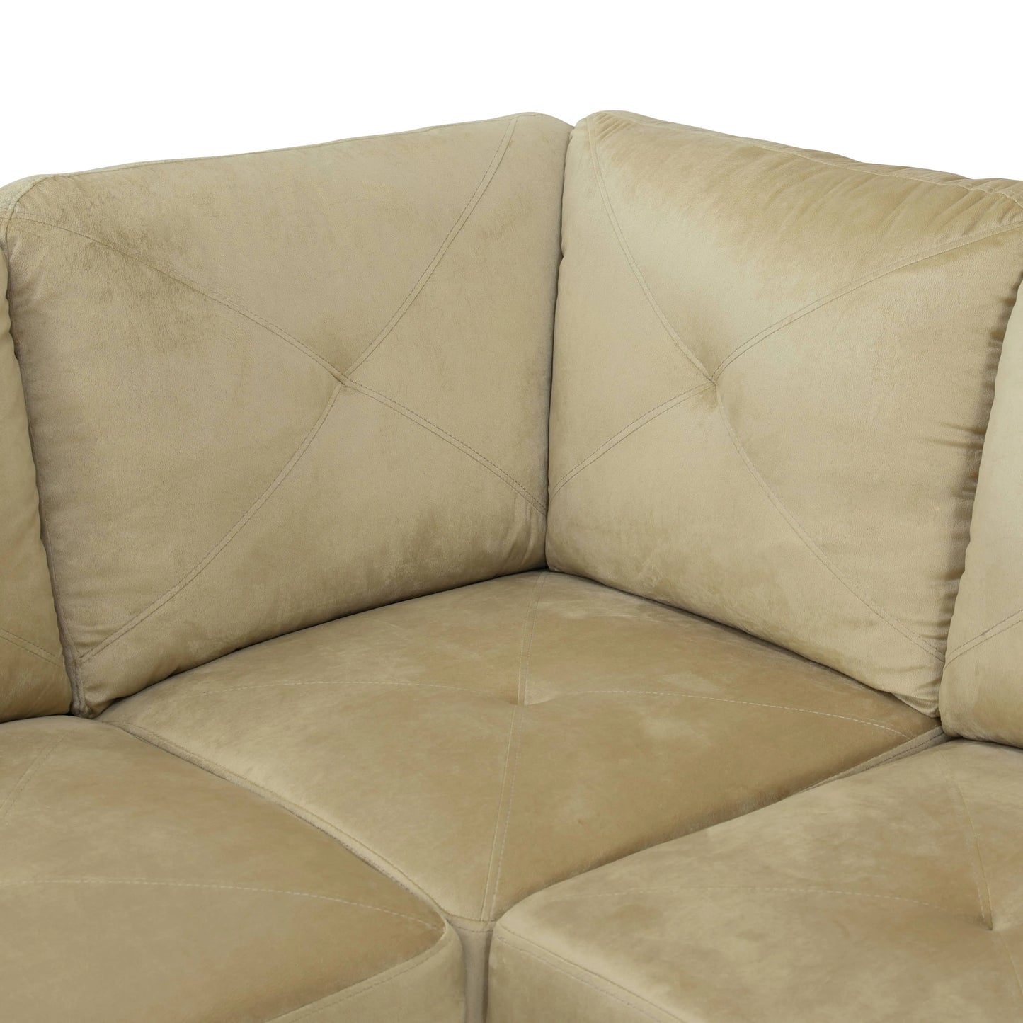 97" Wide Beige Microfiber L-Shaped Living Room Sectional Sofa Set — image 9