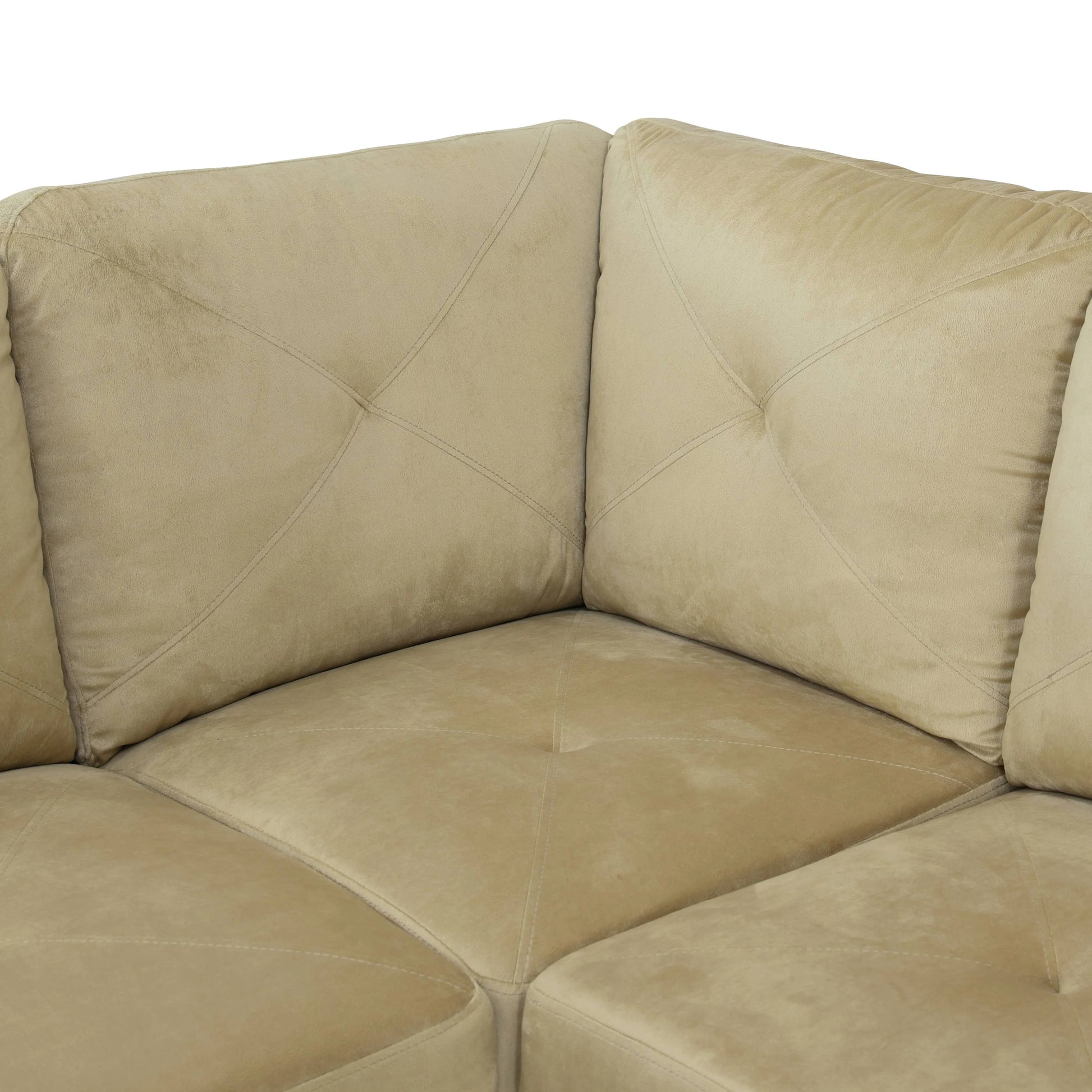 97" Wide Beige Microfiber L-Shaped Living Room Sectional Sofa Set — image 9