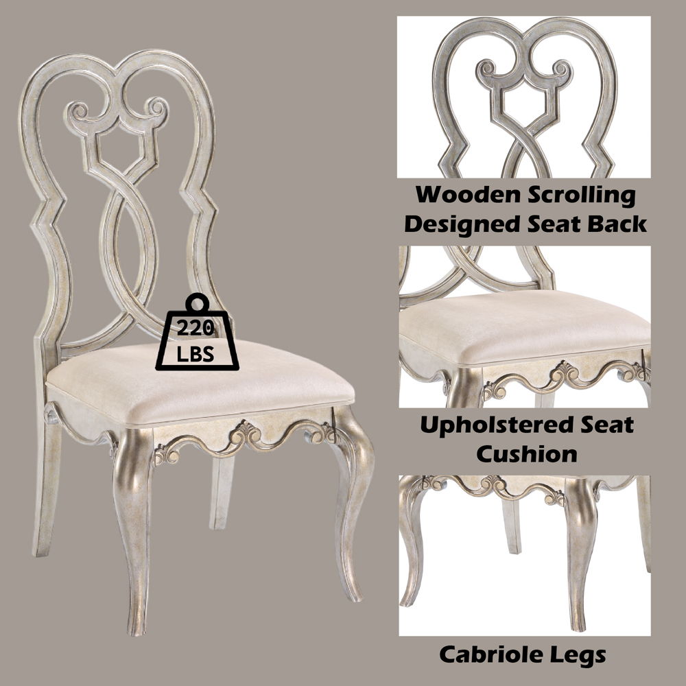 Esteban - Side Chair (Set of 2) - Ivory Velvet & Antique Champagne