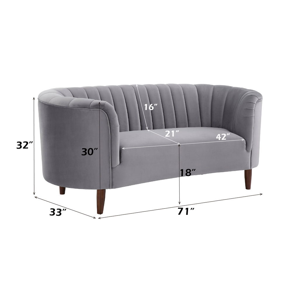 Millephri - Loveseat - Gray Velvet