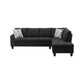 97.5" Wide Black Grey Linen L-Shaped Living Room Sectional Sofa Set
