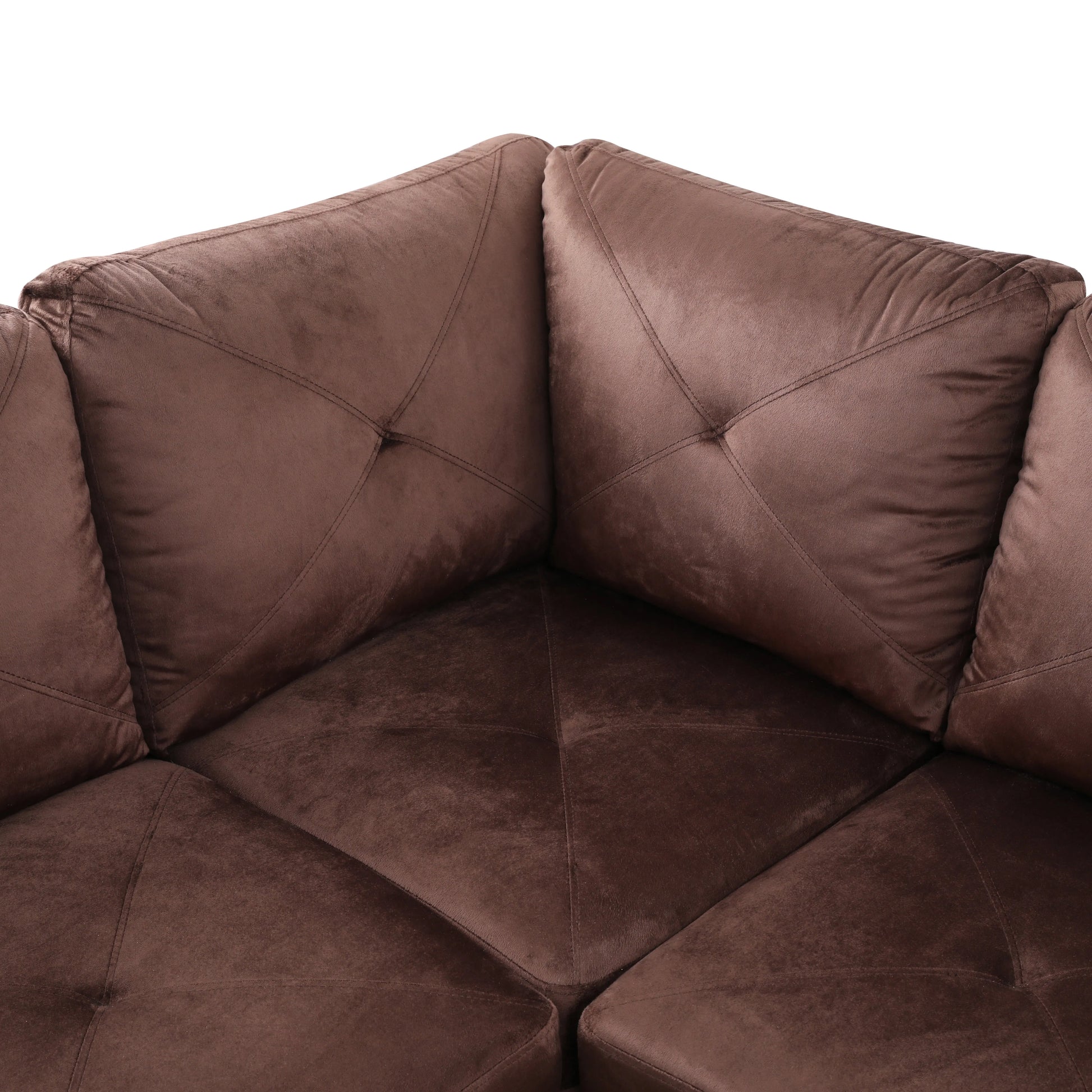 97" Wide Brown Microfiber L-Shaped Living Room Sectional Sofa Set — image 9