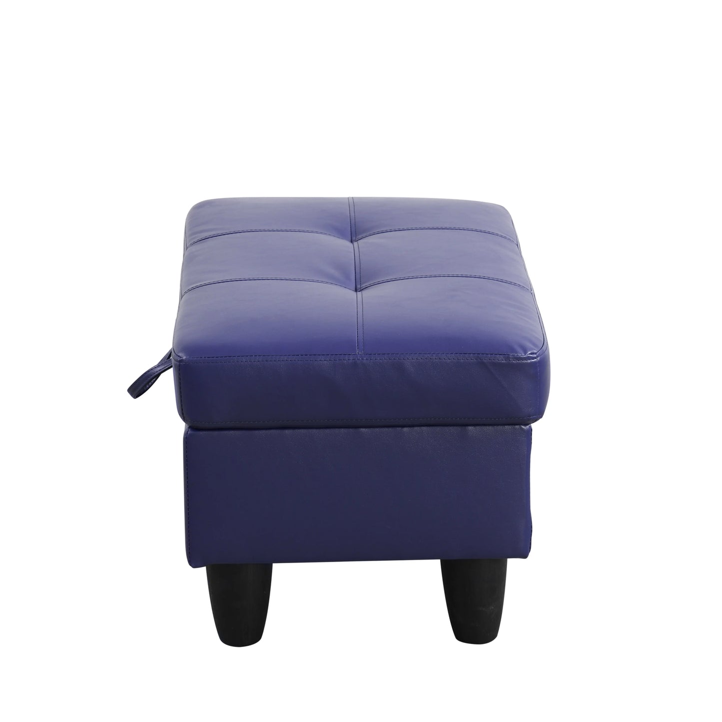 Ainehome Blue Faux Leather Modular Sofa with Storage Ottoman