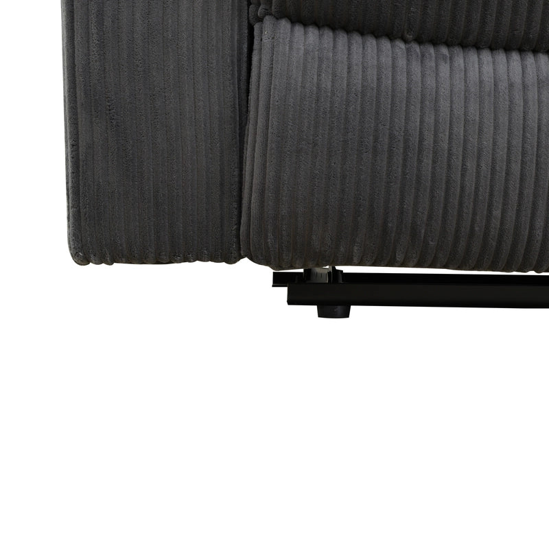Ainehome Cinema 3-Piece Textured Dark Grey Corduroy Reclining Sofa Set