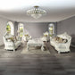 Adara - Chair With 2 Pillows - Pearl White Synthetic Leather & Antique White