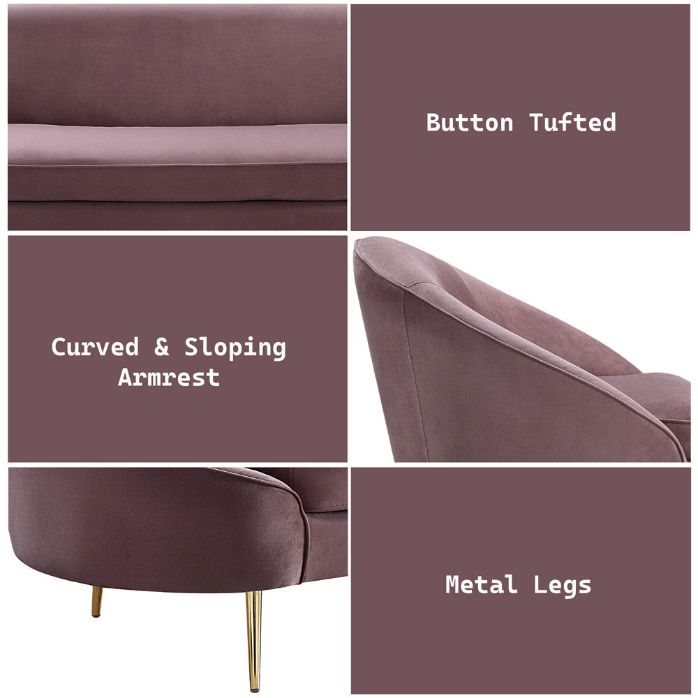 Abey - Sofa - Pink Velvet