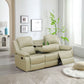 Cinema 3-Piece Beige Faux Leather Manual Reclining Sofa Set