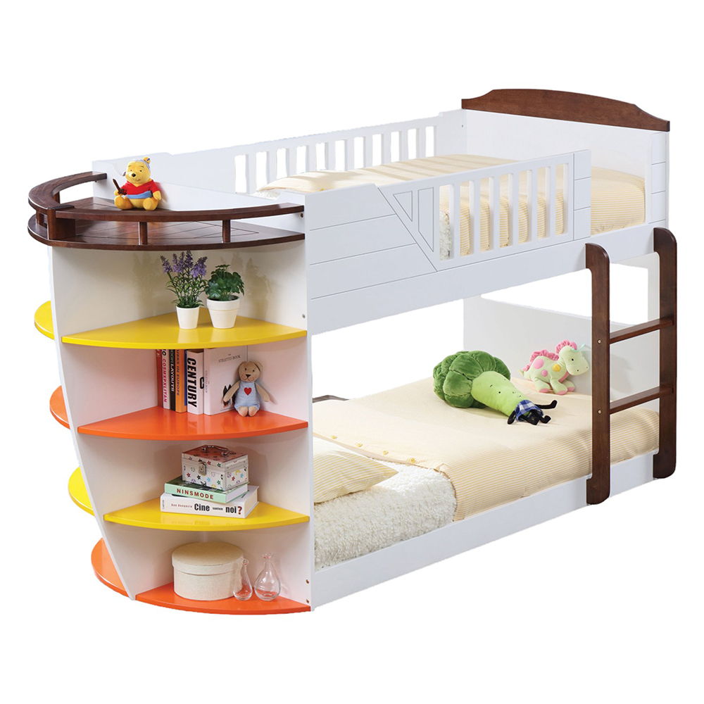 Neptune - Twin Over Twin Bunk Bed - White & Chocolate