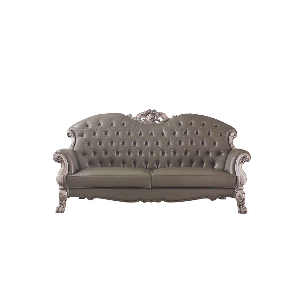 Dresden - 47" Sofa With 5 Pillows - Synthetic Leather & Vintage Bone White