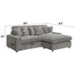 Tavia - Reversible Sectional Sofa With 6 Pillows - Gray Corduroy