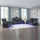 Ephron - Power Motion Loveseat With Console, Power Headrests, LED & Speakers - Black