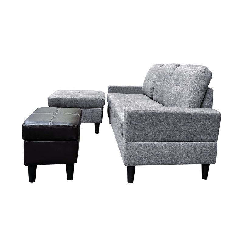 3-Piece Sofa Set with Double Spring Structure - Grey & Brown image 5