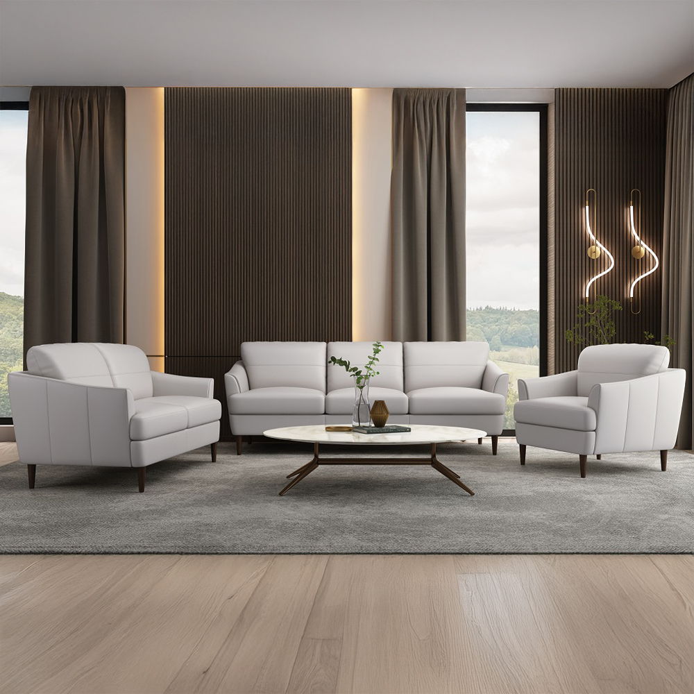 Helena - Sofa - Pearl Gray Leather