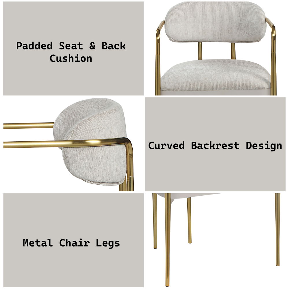 Zayn - Arm Chair (Set of 2) - Beige Chenille & Gold