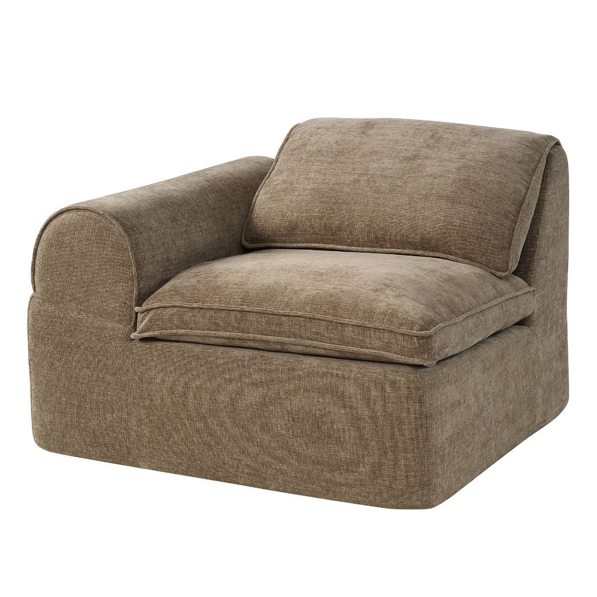 Almano - Modular Left Facing Arm Chair - Light Brown Chenille