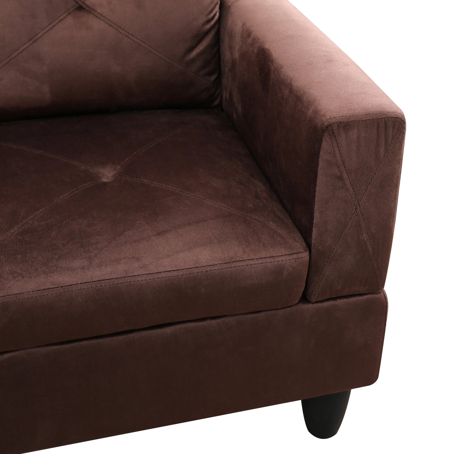 97" Wide Brown Microfiber L-Shaped Living Room Sectional Sofa Set — image 10