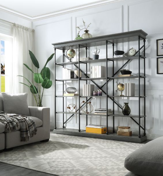 Rukia - 84" Bookshelf - Gray & Black