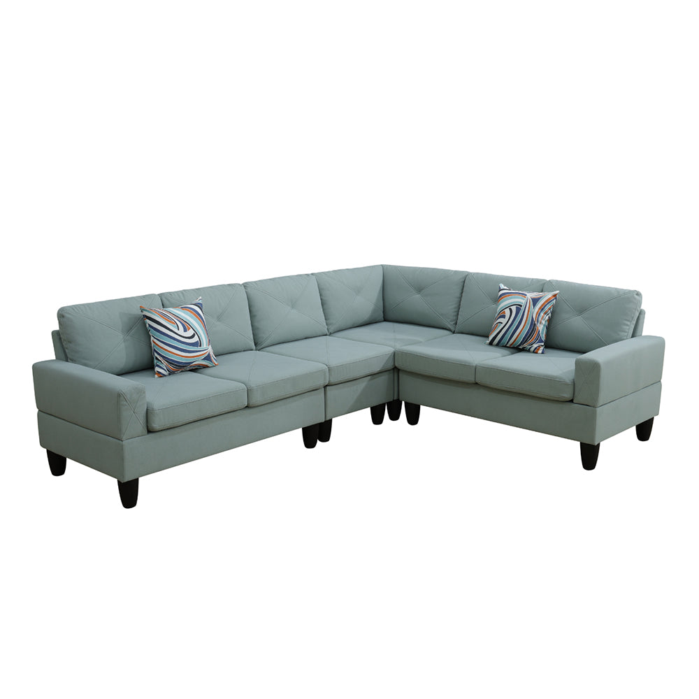 Ainehome Pale Green Flannel 4-Piece Modular Sofa Set