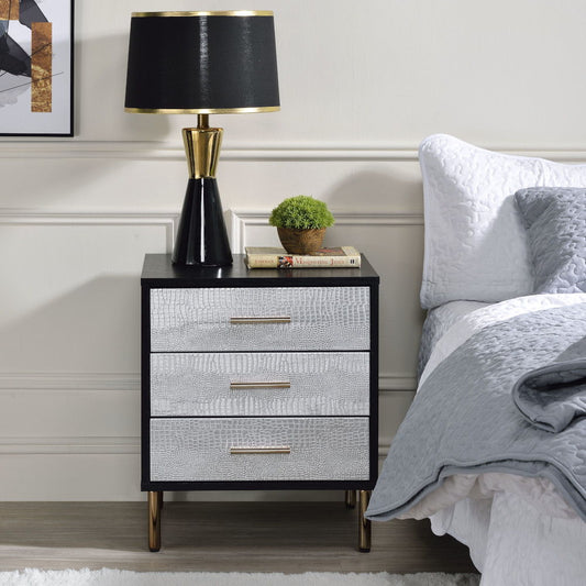 Myles - Nightstand - Black, Silver & Gold