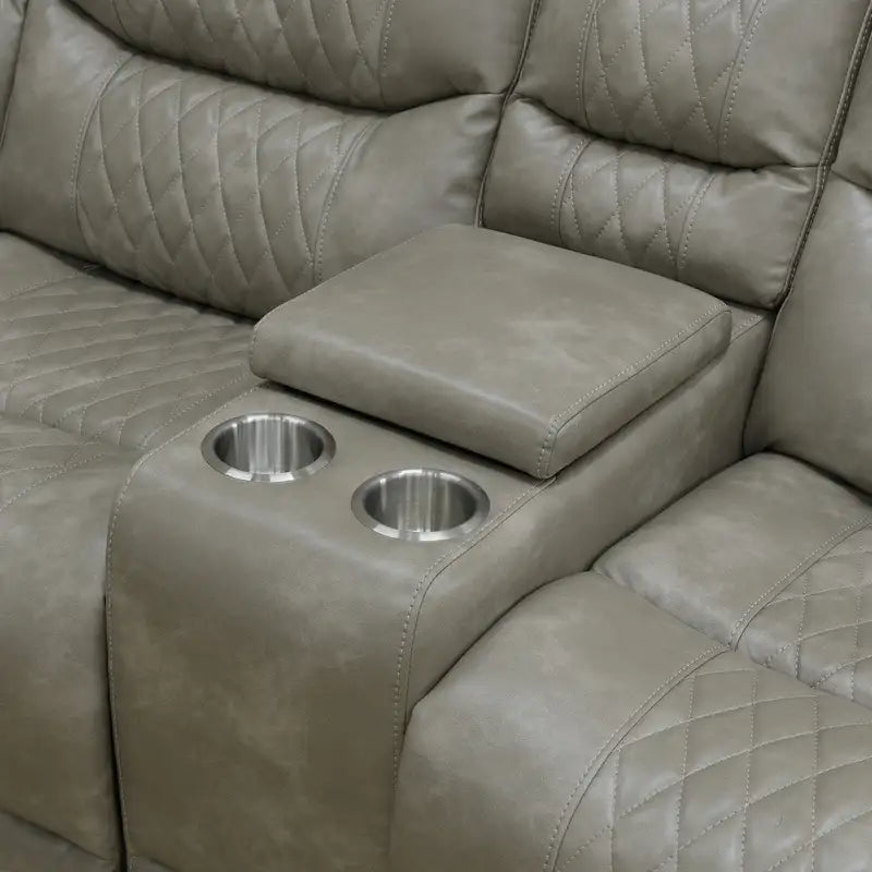 Ainehome Grey 3-Piece Intelligent Power Reclining Leather Sectional Sofa Set with Smart Features