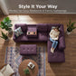 Ainehome 97.5" Wide Amaranth Linen L-Shaped Living Room Sectional Sofa Set