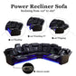 Ainehome Black Leather Power Reclining Sectional Sofa with Storage & Wireless Charging