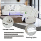 Ainehome Off-White 3-Piece Intelligent Power Reclining Leather Sectional Sofa Set with Smart Features