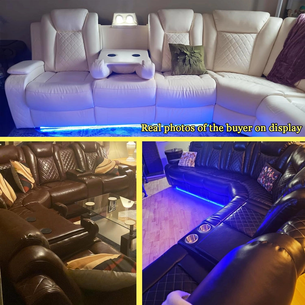 Ainehome Off-White 3-Piece Intelligent Power Reclining Leather Sectional Sofa Set with Smart Features