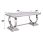 Zander - Dining Table - White Printed Faux Marble Top & Mirrored Silver