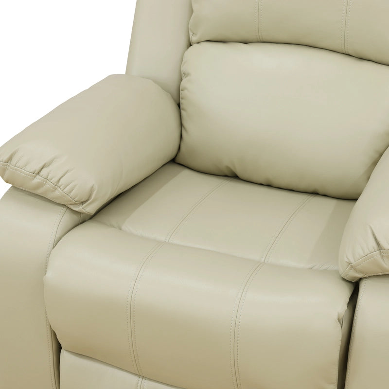 Ainehome Cinema 3-Piece Beige Faux Leather Manual Reclining Sofa Set