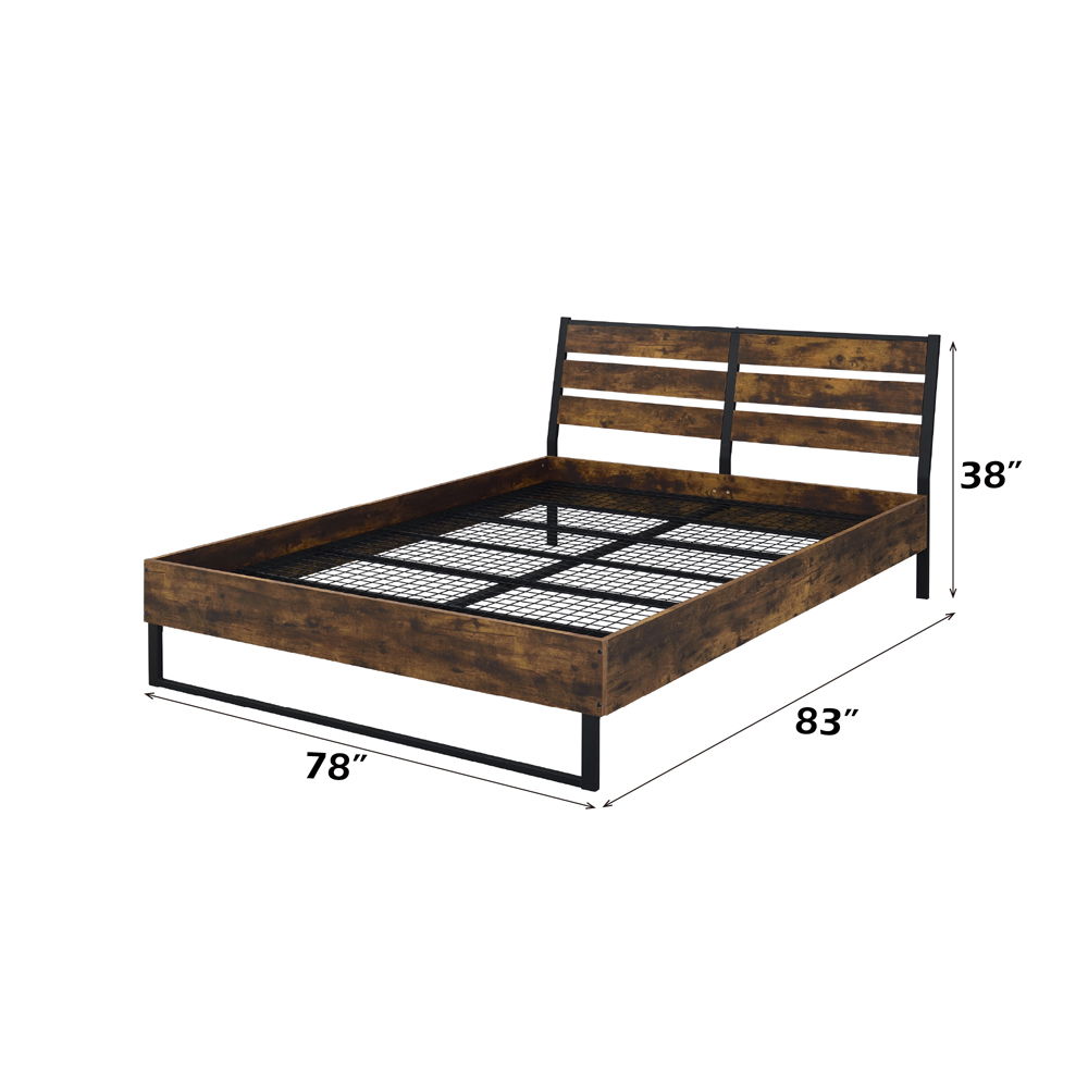 Juvanth - Eastern King Bed - Rustic Oak & Black
