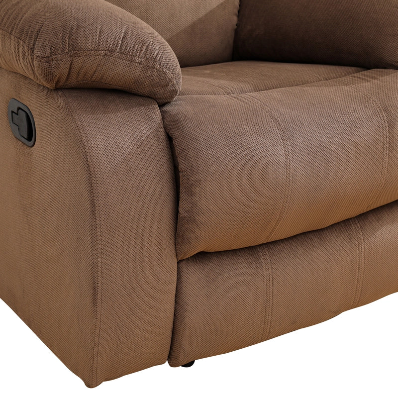 Ainehome Cinema 3-Piece Plush Brown Microfiber Reclining Sofa Set