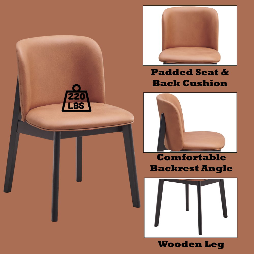Eliora - Side Chair (Set of 2) - Camel Polish Microfiber & Black